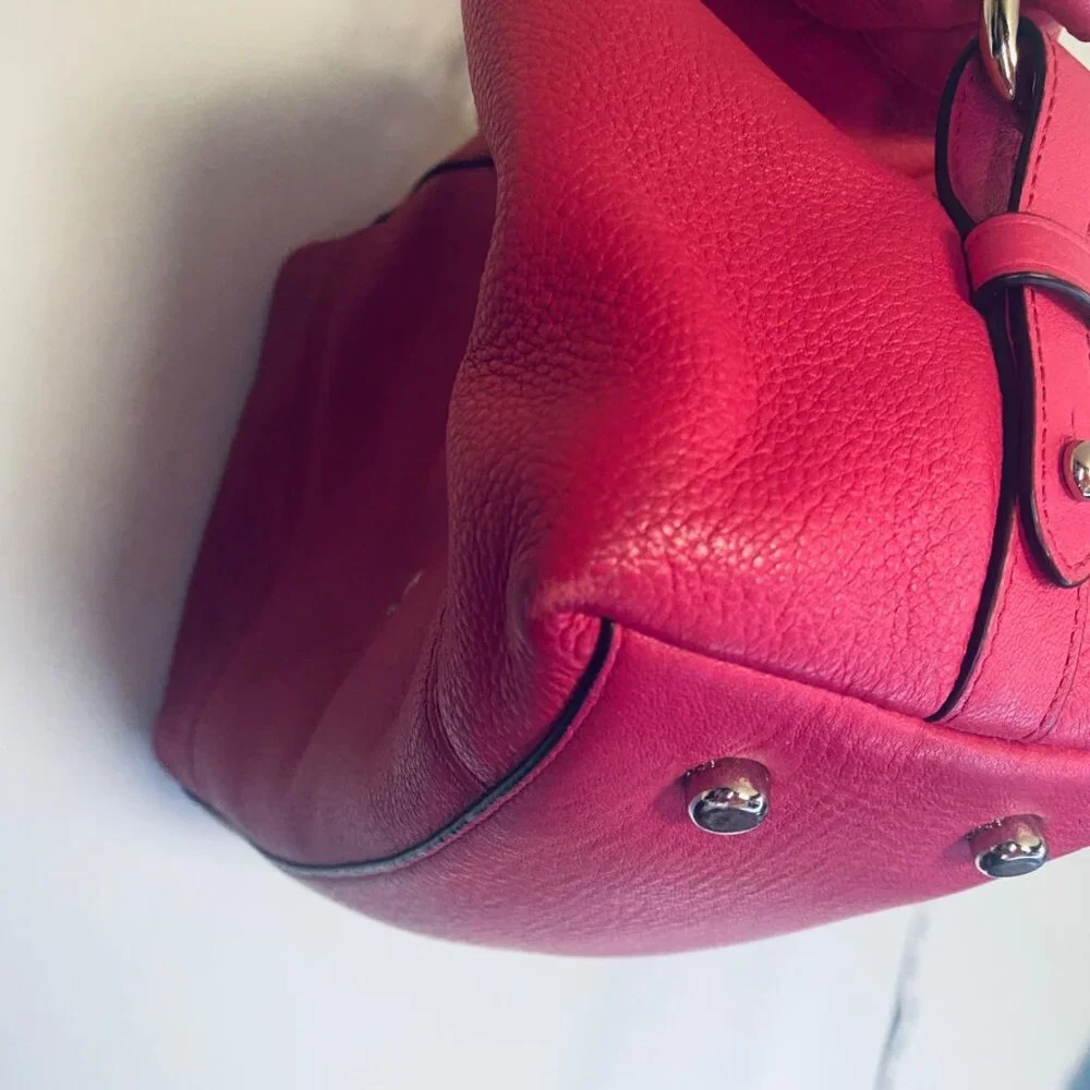 Coach Fuchsia Pink Pebbled Leather Lenox Tote Bag With Detachable Strap - Picture 9 of 16